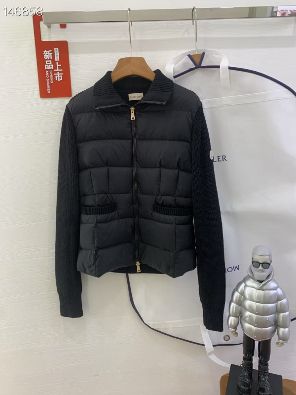 Moncler Ribbed Collar Down Jacket Svart — Jackets