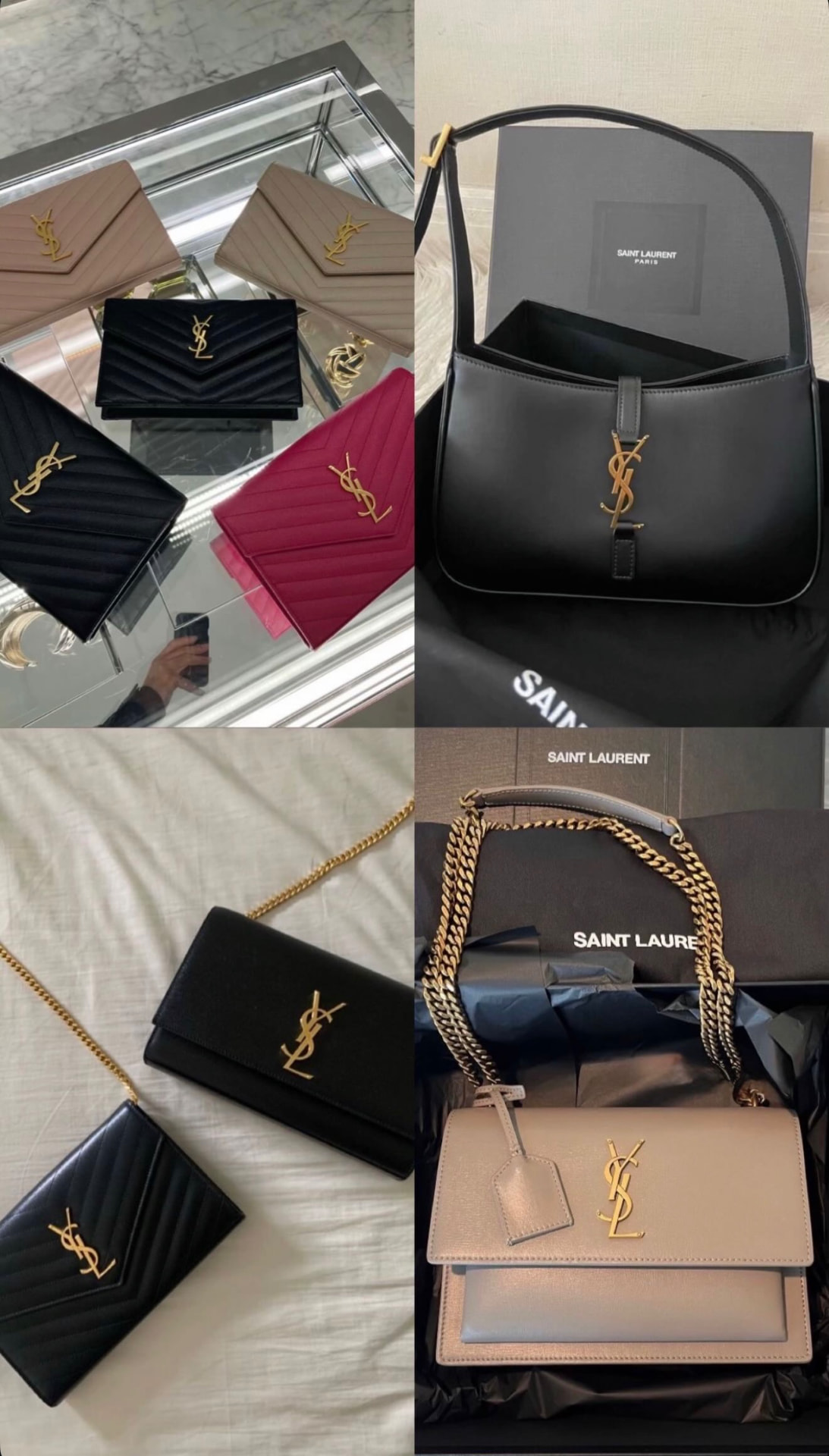 Saint Laurent-väskor och plånböcker i svart och puder