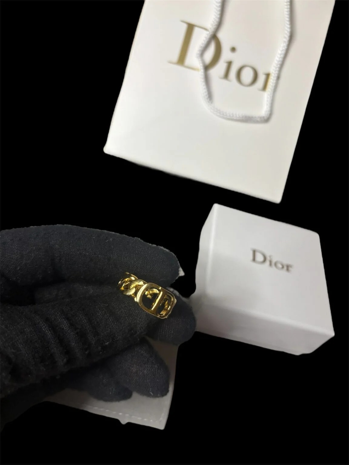 Dior CD Chain Ring Guld — Accessories