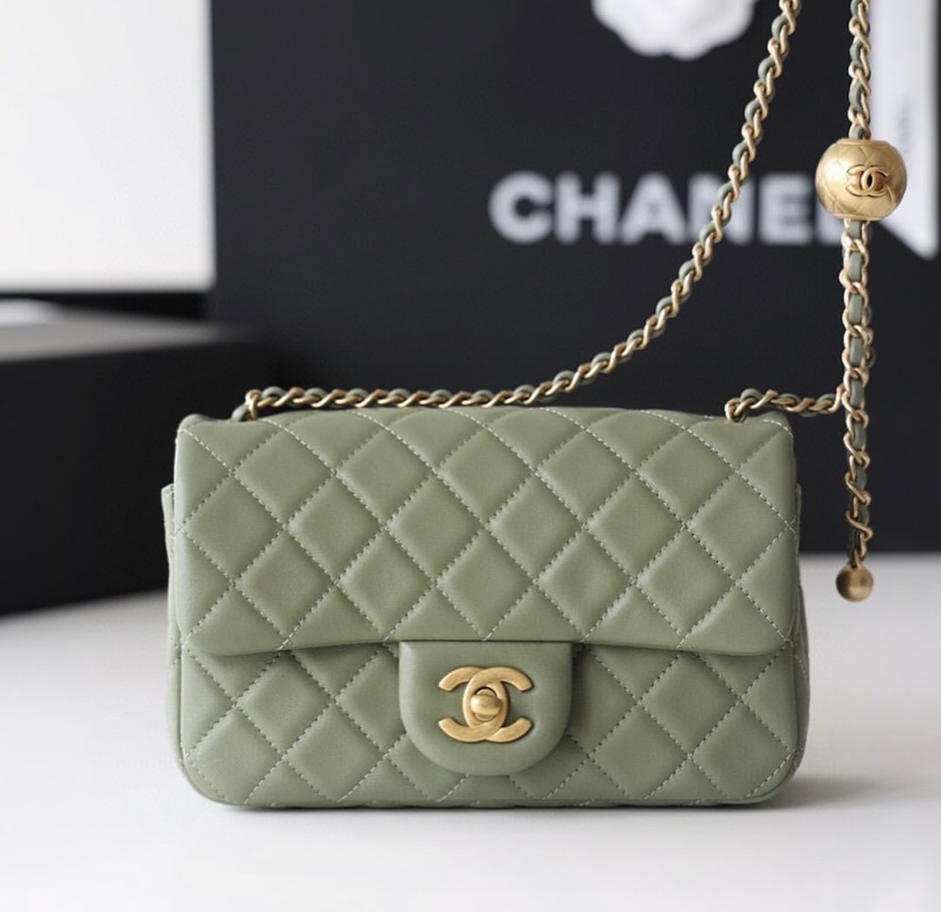 Chanel Mini Flap Grön — Bags