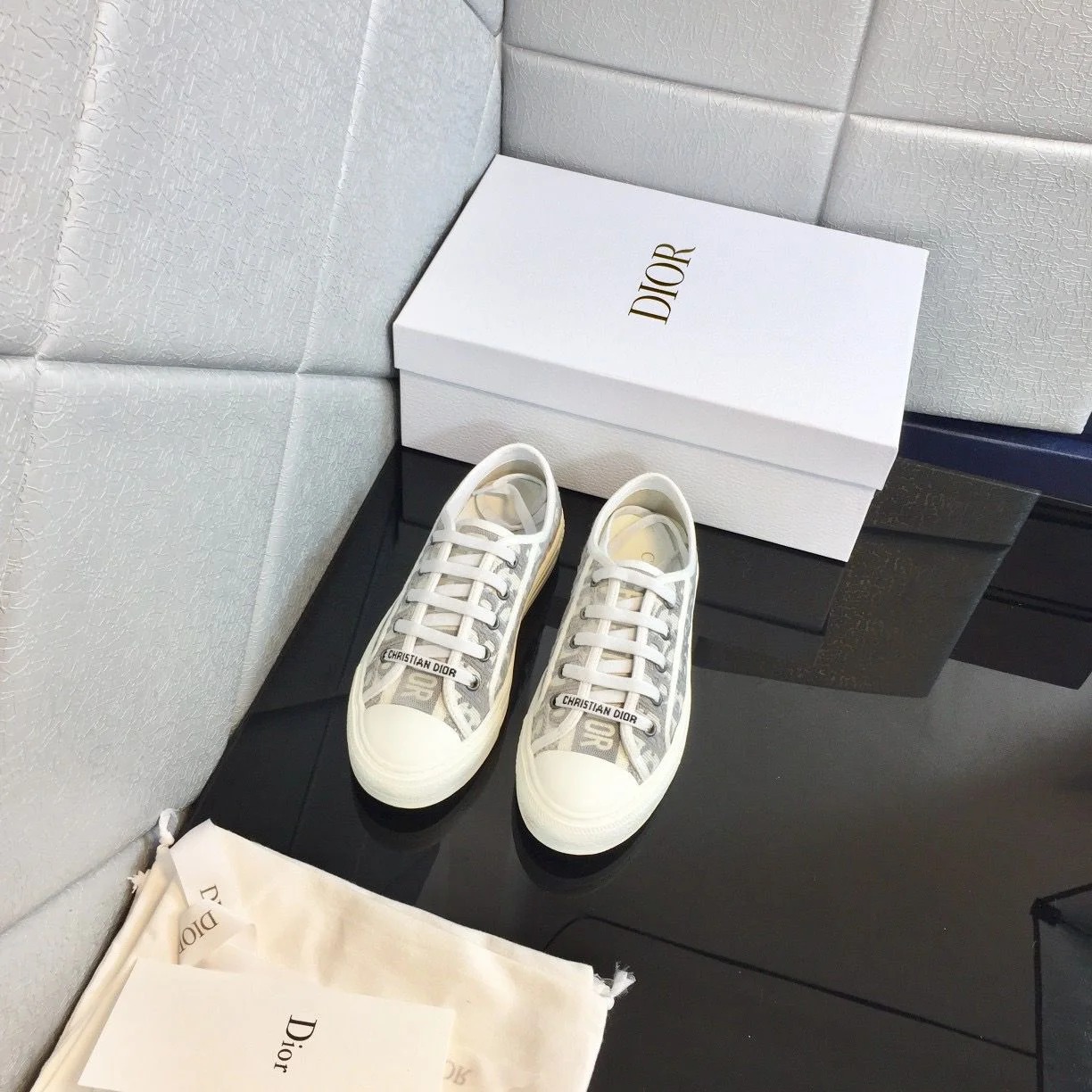 Dior Walk'n'Dior Sneaker Oblique Grå — Shoes