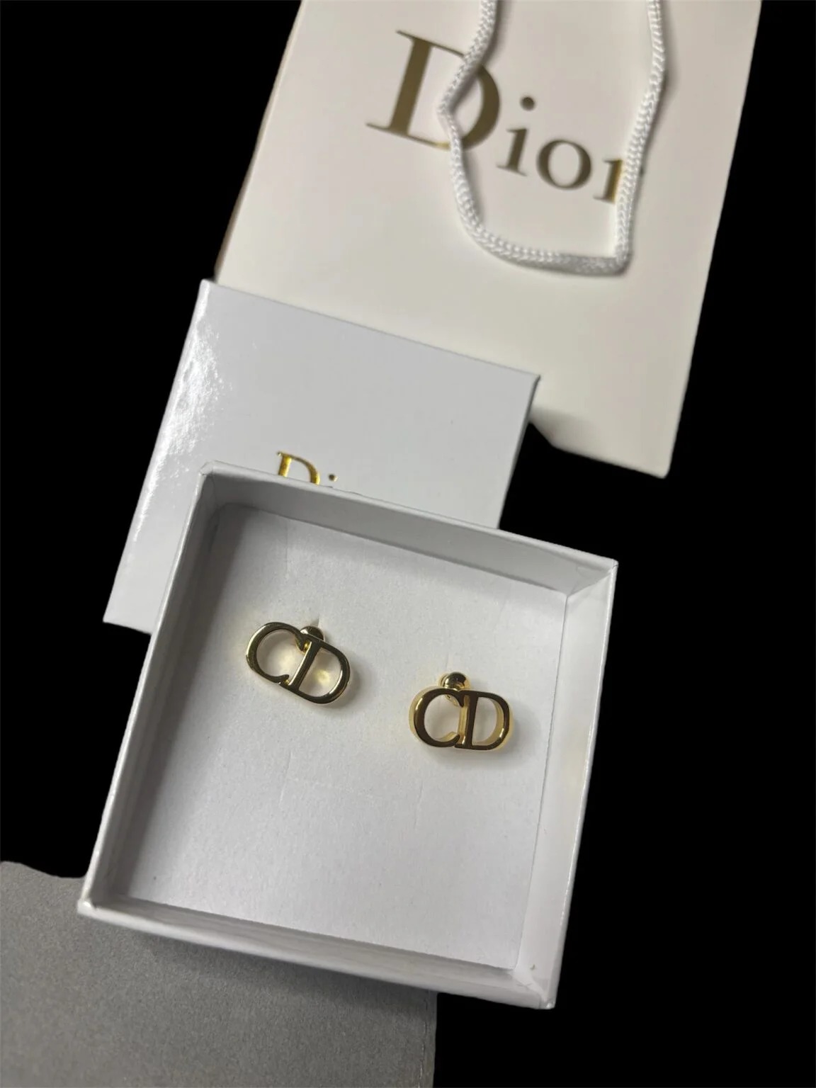 Dior CD Navy Studs Guld — Accessories