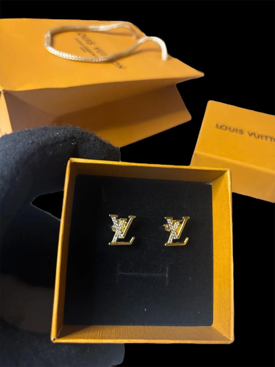 LV Iconic Studs Kristall Guld — Accessories
