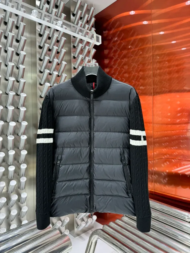 Moncler Cable Knit Sleeve Down Jacket — Jackets